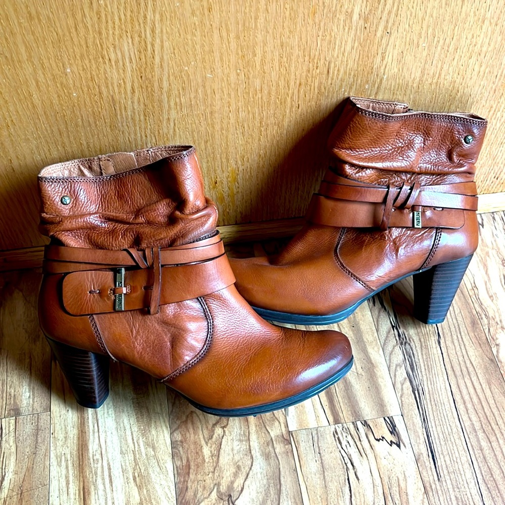 Pikolinos Verona Size 41 / 11 cognac leather ankle boots booties made in Spain